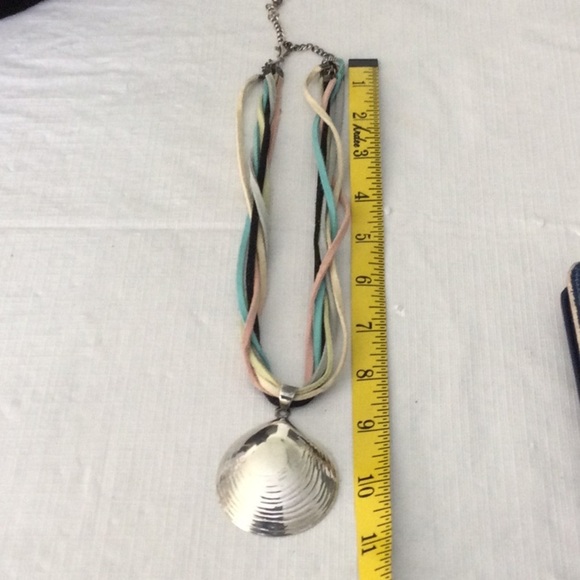 Multicolor rope Sliver Shell Pendant Necklace and Earring Set - Picture 2 of 7